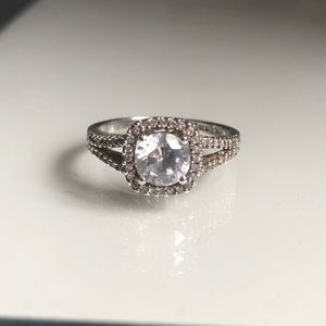 Sterling Silver Engagement Style Diamond Ring